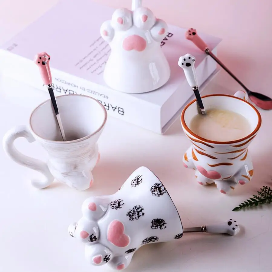 Кошка коготь чашка кофе офис Домашний мультяшный любимец девушка сердце креативная керамическая чашка для воды