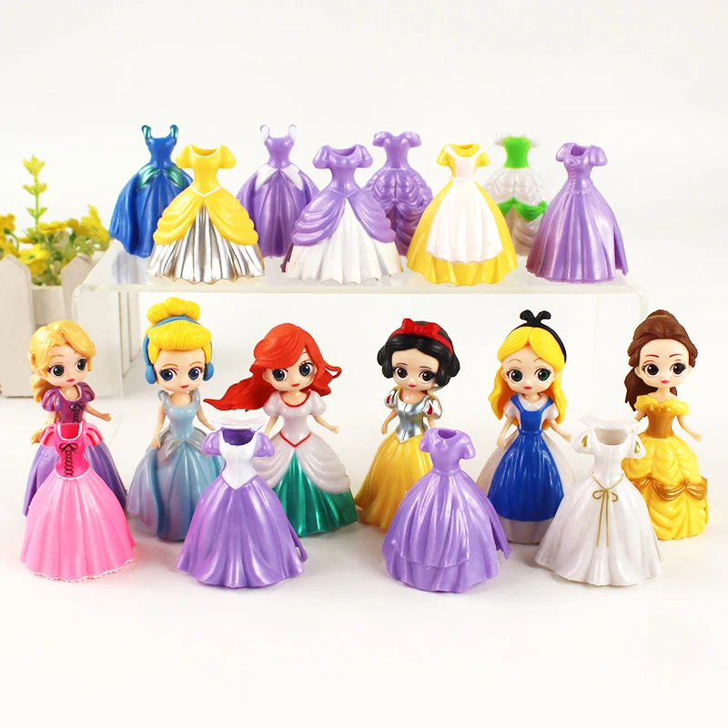 女の子のためのディズニープリンセスキャラクターシンデレラ 白雪姫 ラプンツェル Pvcアクションフィギュア 女の子のための18個のギフト Null Aliexpress