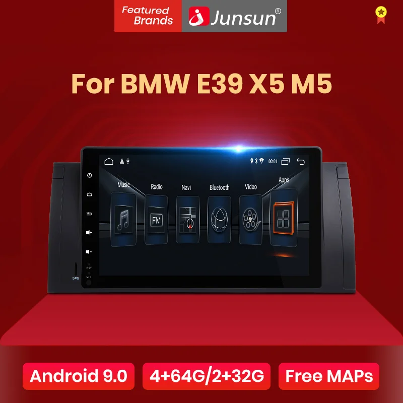 Автомагнитола Junsun для BMW E39 X5 1 din 2 + 32 ГБ Android 9 0 GPS-навигация dvd DSP RDS Bluetooth | Автомобили