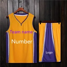 Пользовательское имя и номер сезон Баскетбол Джерси для взрослых и детей размер двойной карман игра практика Униформа laker