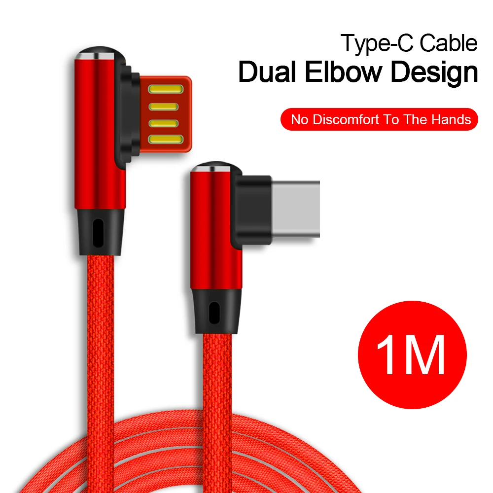 Obobix usb type C зарядное устройство для huawei P20 Lite кабель 90 градусов локоть Реверсивный провод для быстрого заряда кабель type C для Xiaomi