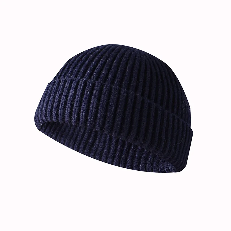 M MISM, 13 цветов, зимняя женская шапка, мужская вязаная однотонная короткая шапка без рукавов, с манжетами, в стиле хип-хоп, теплая весенне-Осенняя шапочка в стиле кэжуал - Цвет: Navy Blue