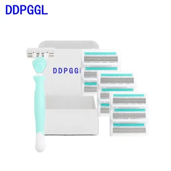 

DDPGGL Women 6 Layer Razor Blade 1pcs Holder 9pcs Blades Steel Blade Shaver Razor Mild and Non-irritating Ladies System Safe