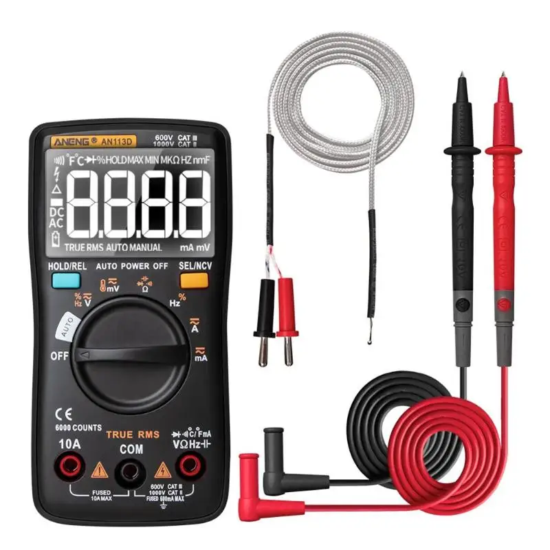 

ANENG AN113D Backlight Display Multimeter AC/DC Voltage Tester Voltmeter Handheld LCD Multimetro Voltage Current Multimeter