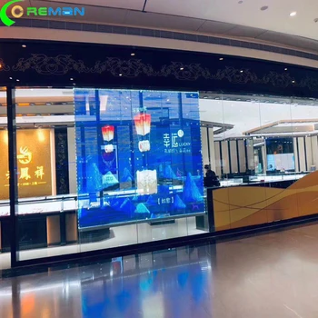 

Shop windows glass transparent P3.91 led display 500x1000mm p6.25p7.82p7.82-16.64 store windows transparent glass led cabinet