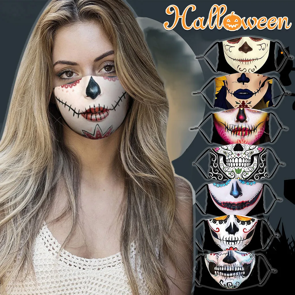 Universal Skull Face Mask Washable Outdoor Dust Halloween Masks Funny Print Party Mascarillas Lavables Mondmasker | Аксессуары для