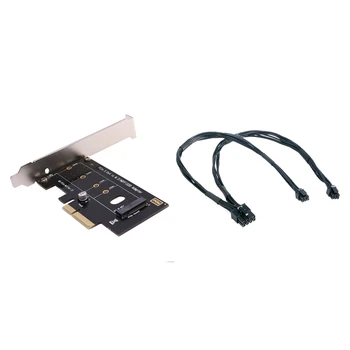 

3.0 X4 to Nvme M.2 M Key Ngff Ssd Pcie M2 Riser Card Adapter with 6 Pin to 8 Pin Ie Video Card Power Cable