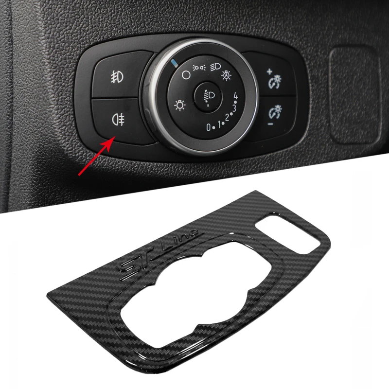 

For Ford Focus 2018 ST-LINE Carbon Fiber ABS Car Styling Interior Headlight Lamp Adjustment Decoration Cover Trim Accessories