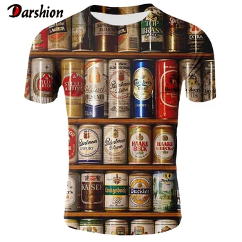 

Hip Hop Unique T-shirt Boy's T-Shirts Popular Men's Shirts Uniquely Designed Print Beer Bottle Summer Clothing Top