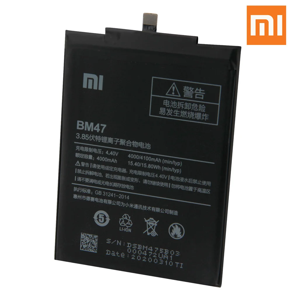Xiao Mi оригинальная запасная батарея для телефона BM47 Xiaomi Redmi 3 3S 3X Redmi3 4X Pro