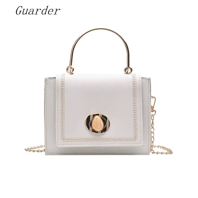 

Guarder Classic Women Bag Solid Color Shoulder Bag Female Metal Handle Bag For Women Buckle Shoulder Bag New Small Flaps GUA0064