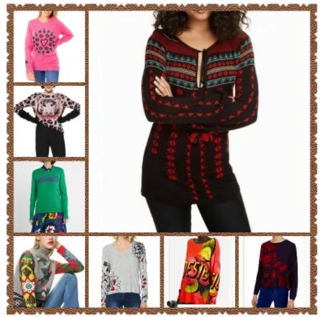 

Caráter espanhol Novos Graus Impressos Blusas De Malha para o Outono e Inverno de 2019