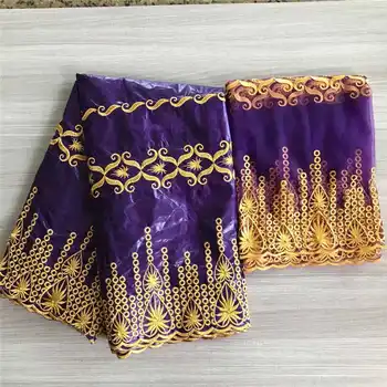 

2020 High Quality Luxury Bazin riche Lace Fabrics Latest African Lace Fabric With scarf for party Dresses White Purple
