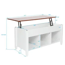 Lift Top Coffee Table Modern Furniture Hidden Compartment and Lift Tabletop Brown White   with Storage