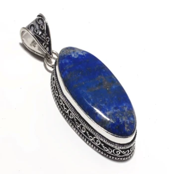 

Genuine Lapis Lazuri Pendant Silver Overlay over Copper ,Hand Made Women Jewelry Gift , P8805
