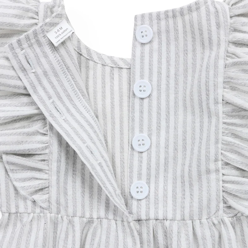Kaiya Angel/Лидер продаж; Одежда для маленьких девочек; Roupa de bebes; одежда в полоску для малышей; летние комбинезоны без рукавов с оборками; NB-24M; 10 шт./лот