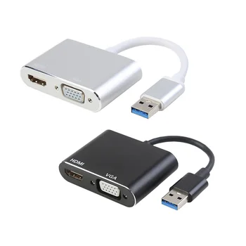 

USB 3.0 to HDMI VGA 1080P HD Adapter Conveninently Simple Installation 2 in 1 Hub Converter for Mac OS Projector