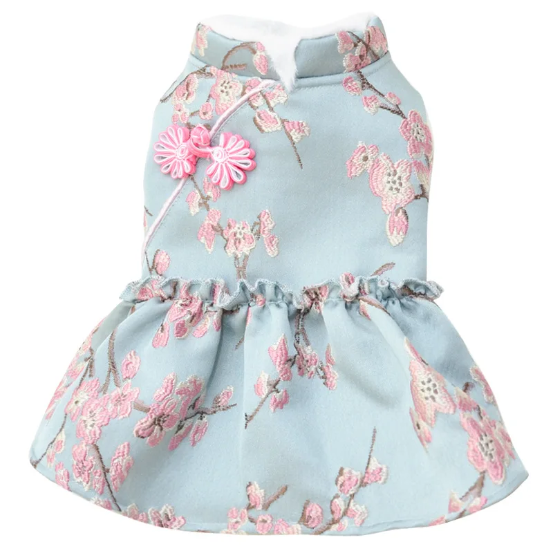 Китайский год одежда для собак Cheongsam Tang костюм для маленькой собачки Йоркский Померанский Пудель платье для собак зимний наряд для домашних животных Прямая поставка