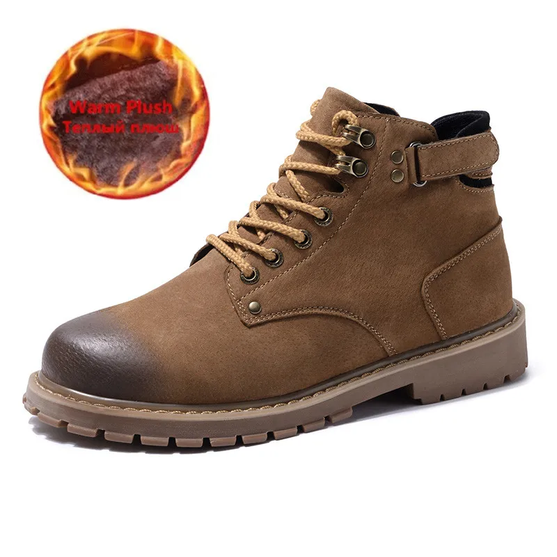 

2020 Stylish Casual Winter Boots Men's Ankle Boots Men Warm Shoes Classic Fashion Lace Up Leather Work Boots Men Shoes Size 46