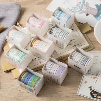 

10Pcs/Lot Thin Line Decor Washi Tape set Sticker Notebook Scrapbook DIY Masking tape Student supplies Kwaii