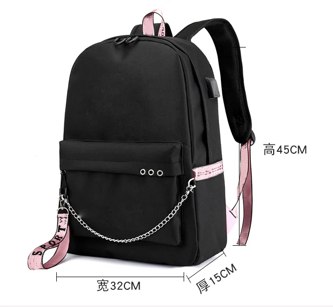 Mochila USB зарядный рюкзак для ноутбука женский Kpop TXT корейский школьные сумки