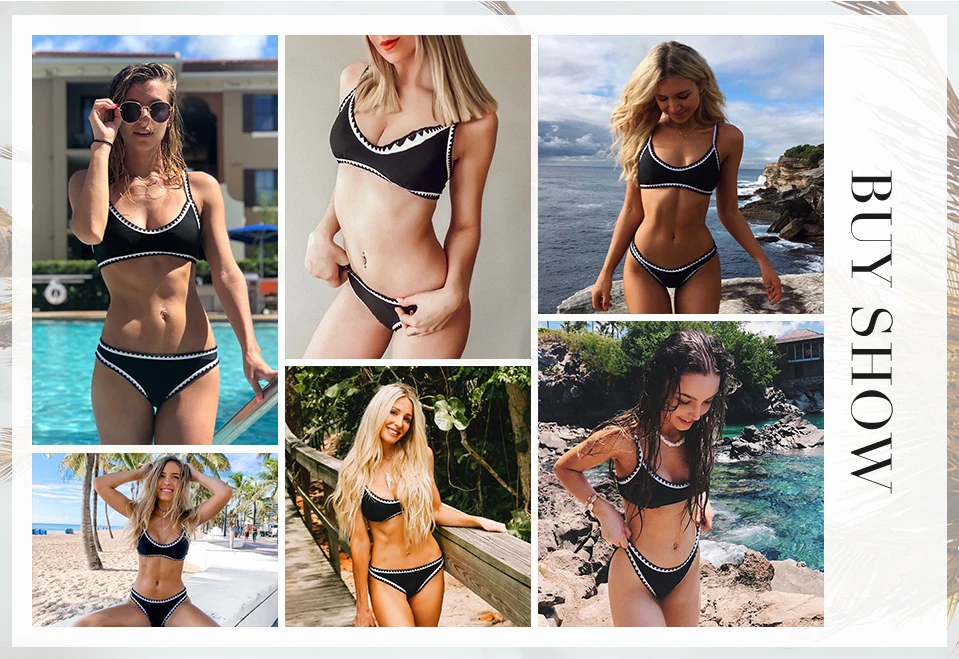 SEASELFIE 2020 Sexy Low-waist Bikinis Set Swimwear Women Swimsuits Bathing Suit Biquini Black And White Crochet Bikini Beachwear