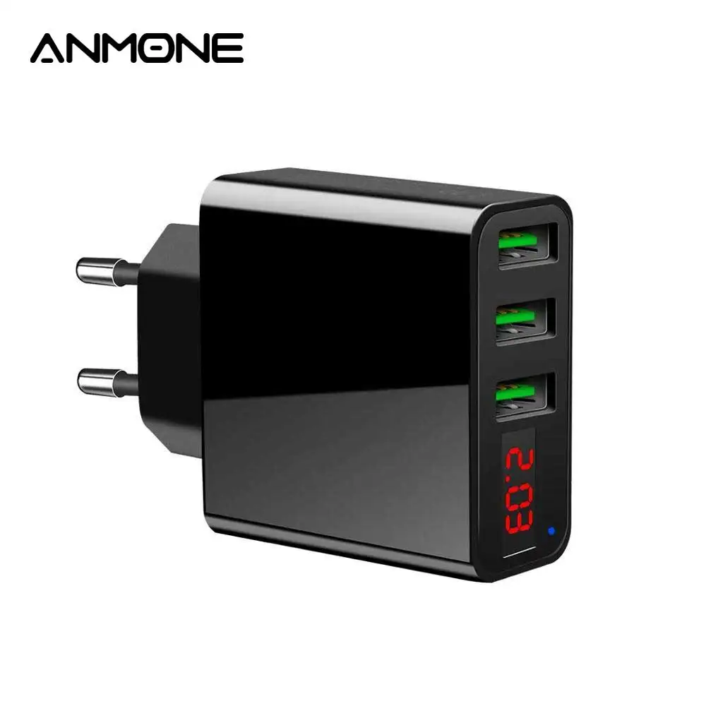 ANMONE 3 порта USB зарядное устройство светодиодный дисплей быстрое для телефона