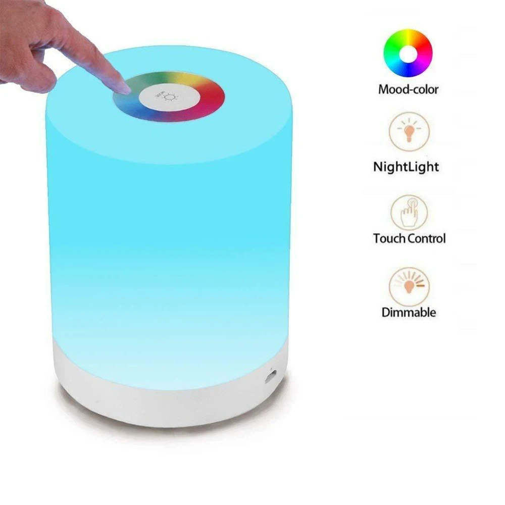 

Touch Control LED Night Light Chargeable Bedside Table Dimmable Colour Lamp