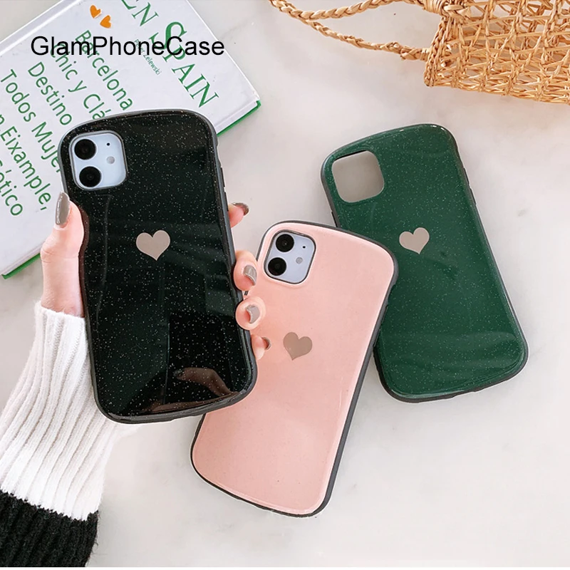 

GlamPhoneCase Pure Color Love Phone Case For iPhone11Pro/Max X XS Max XR Soft Silicone Cover For iPhone11 7 8 6 6s Plus Case