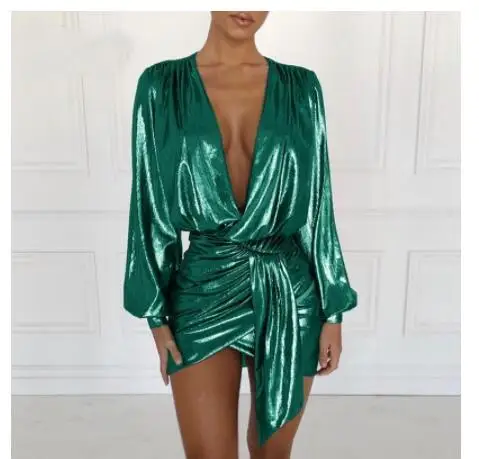 

Wrap Bandage Bodycon Dress Women Sexy Party Dresses Elegant Deep V Neck Mini Autumn Spring Dress Vestidos