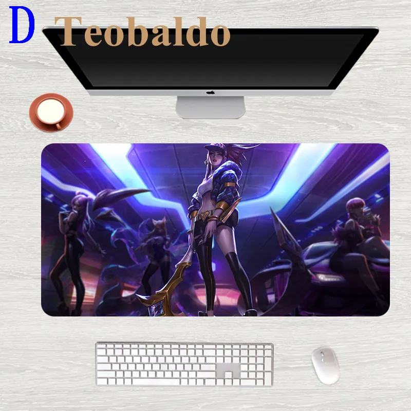 80x40 см большой игровой коврик для мыши KDA League of Legends прочный коврик для мыши прокладка резиновая мышь прочный коврик для мыши на стол