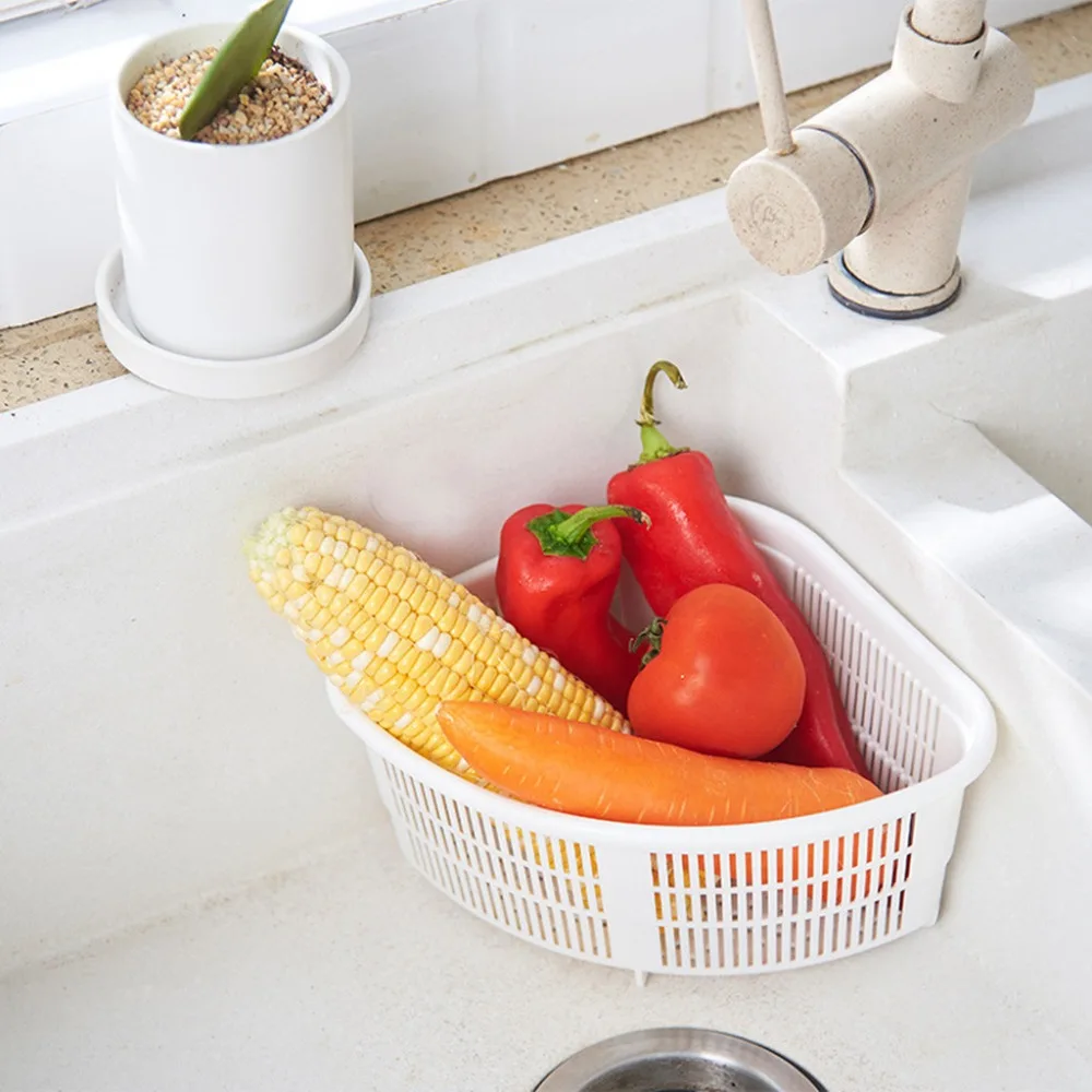 Drain rack kitchen corner drain basket sink triangle drain corner basket fruit basket vegetable wet garbage filter 20N4 (8)