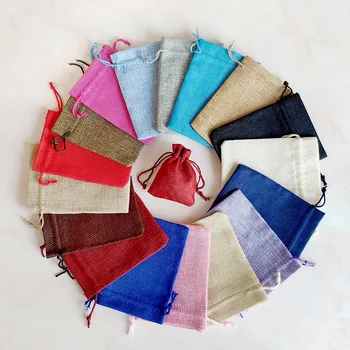 

1000pcs/lot 7 Size imitation linen beam pocket linen bag Christmas gift bag grain bag drawstring jewelry bag Factory wholesale