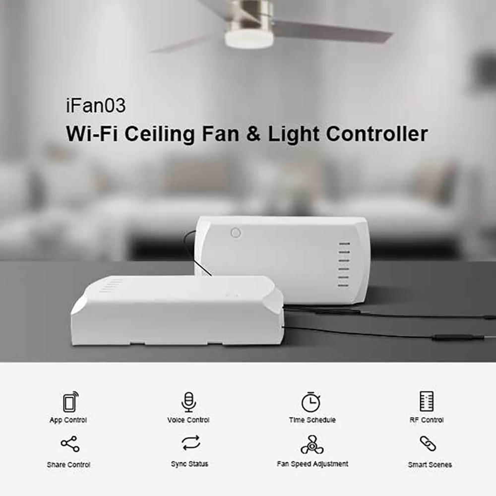 

New SONOFF Smart WiFi Ceiling Fan&Light Switch Controller AP Remote Control Light and Fan Compatible with Alexa Google Home