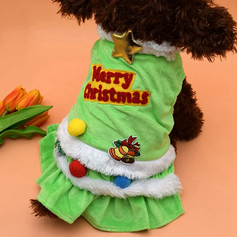 

Puppy Thickening Coat Princess Dress 2-legged Sleeveless Costume Cute Apparel Merry Christmas Dog Outfit