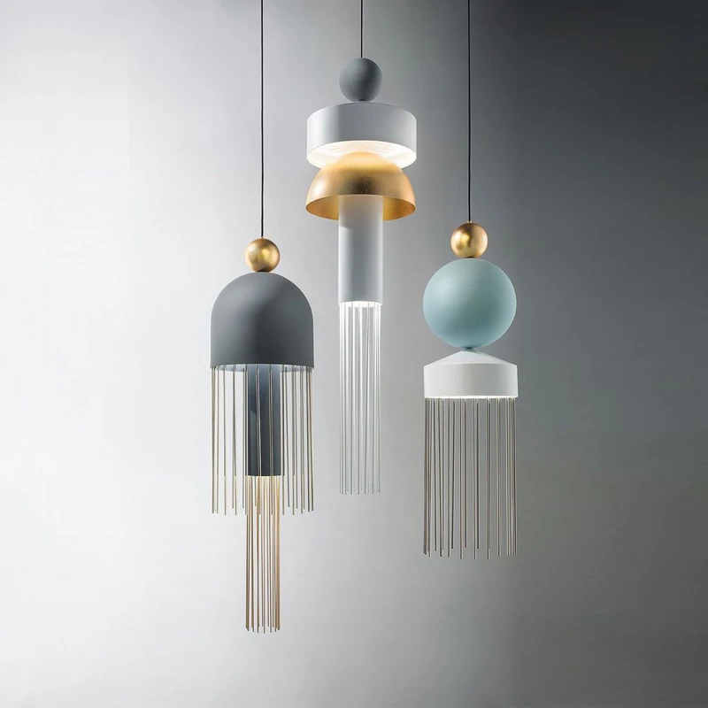 Postmodern tassel LED pendant lights Nordic fixtures living room hanging lamp bedroom restaurant bar suspension lighting