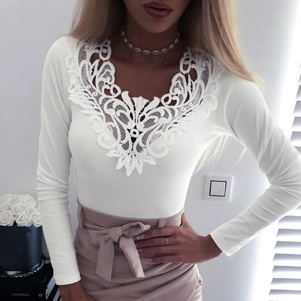Ropa mujer размера плюс женская рубашка из хлопка для женщин с кружевами в стиле