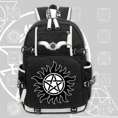 SPN рюкзак Supernatural большой Ёмкость рюкзак для девочек-подростков, школьная Студенческая сумка для ноутбука на молнии