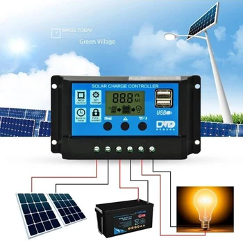 

12V/24V Intelligent Solar Panel Charge Controller Overcurrent Protection, for Solar Panel Battery Lamp LED Lighting