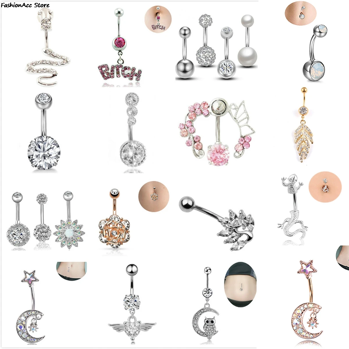 14G 316L surgical steel bar Nickel free Retail Snake belly button ring