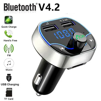 

T24 ABS Black Fast Charging Car Portable Universal Bluetooth Easy Operation Intelligent Lossless MP3 Player FM Handsfree Phone