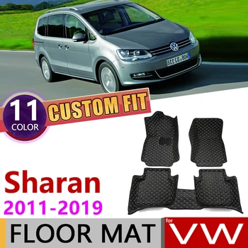

Custom Leather Car Floor Mats for Volkswagen VW Sharan 7N 6 7 Seats 2011~2019 Foot Pad Carpet Accessories 2012 2013 2014 2015