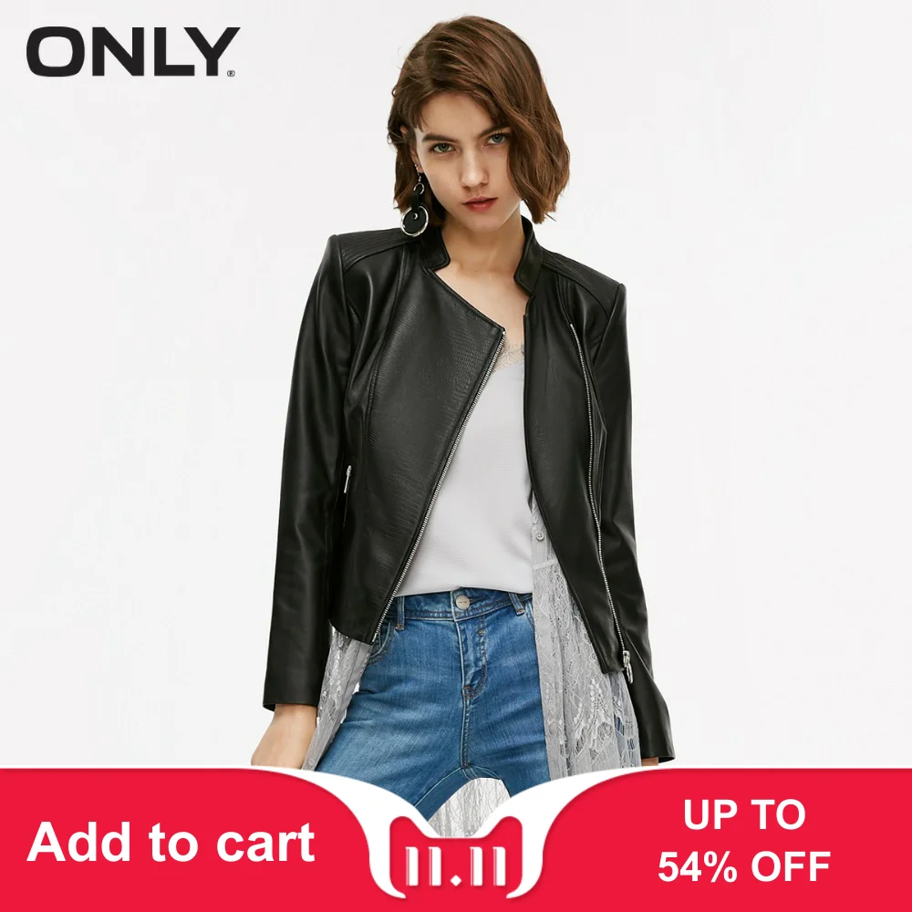 4530.48руб. 38% СКИДКА|Только женская короткая приталенная кожаная куртка со стоячим воротником | 118310543-in Кожа и замша from Женская одежда on AliExpress - 11.11_Double 11_Singles' Day