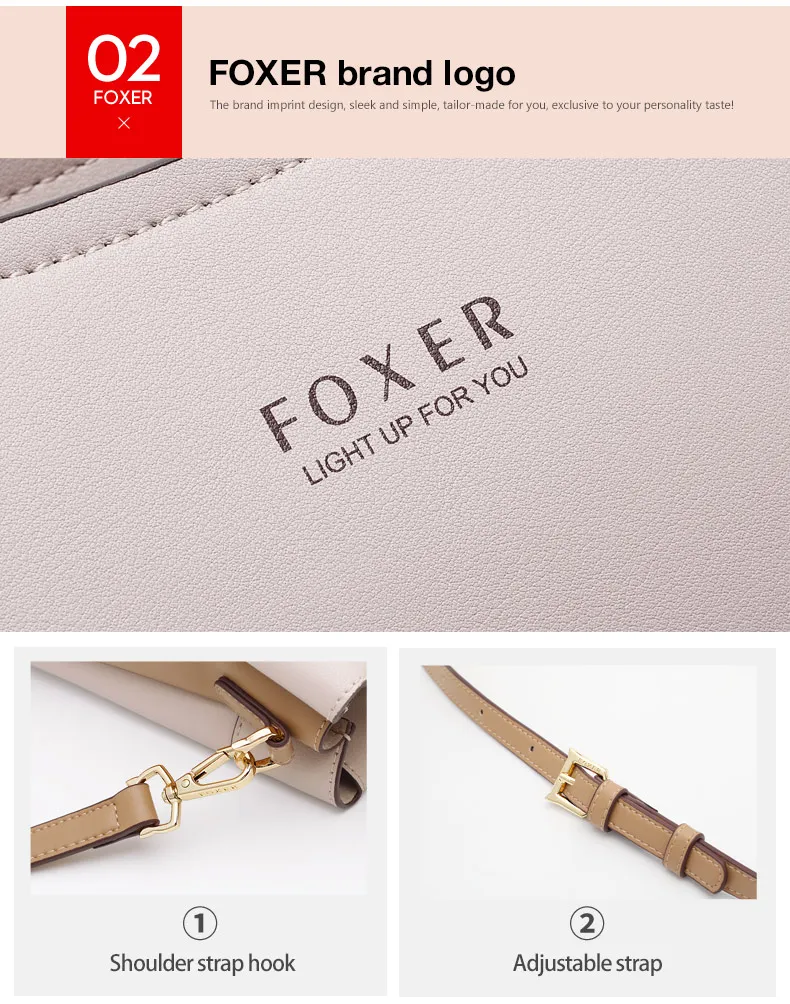 FOXER, элегантная осенне-зимняя сумка из воловьей кожи, женская сумка, простая сумка-тоут, Женская вместительная сумочка, брендовая сумка-мессенджер для женщин