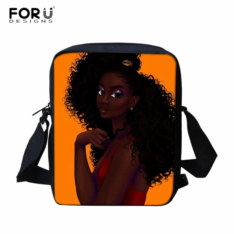 FORUDESIGNS Cross сумка для девочек африканская темнокожая девушка печать детская сумка-почтальон мини афро леди женская маленькая через плечо сумки Bolso - Цвет: Z5161E