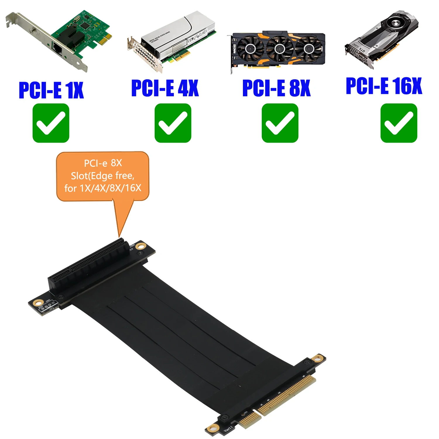 x8 porto adaptador conector 270 graus reverso pci-e extensor