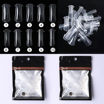 

60Pcs/Bag Poly UV Gel Mold Tips False Nail Tips Dual Forms Extension Tools Manicures for Finger Extension Nail Art Tool Set