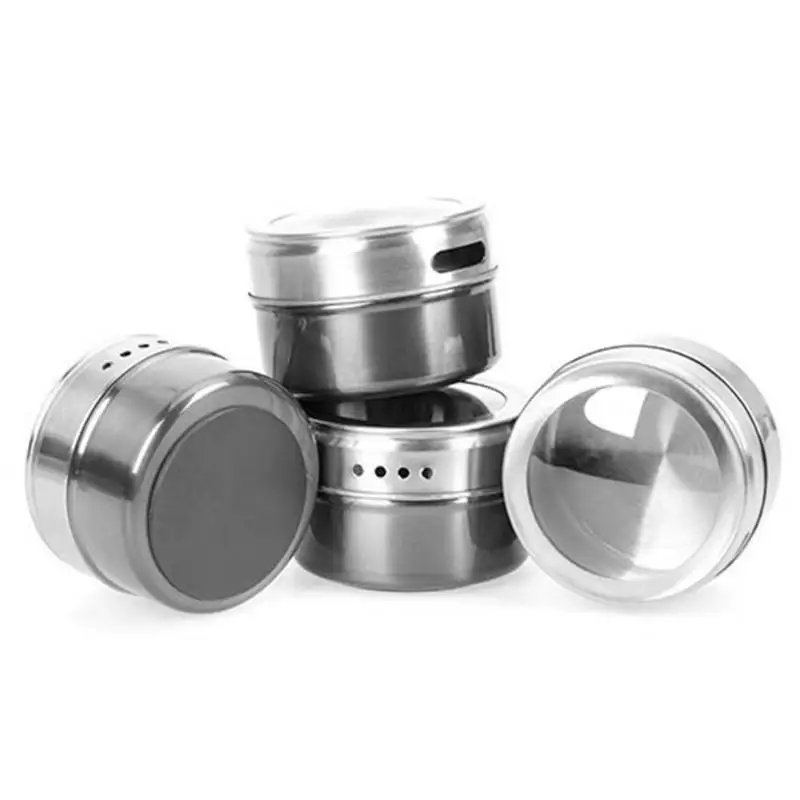 

6pcs/set Stainless Steel Seasoning Jar Kitchen Spice Salt Condiment Bottle Spice Storage Container Pepper Seasoning Box