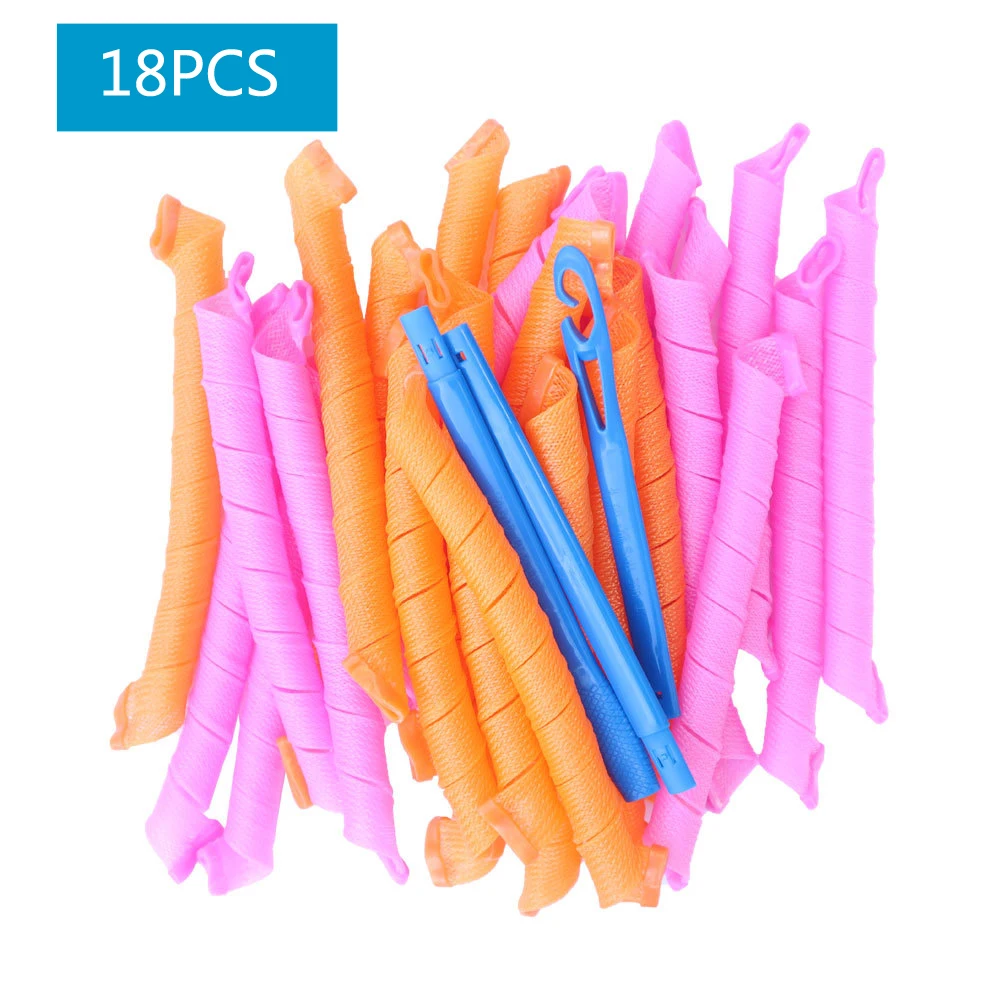 18PCS Hair Rollers (20/30/45/50/55cm) Snail Shape Not Waveform Spiral Round Curls Hair Curler Soft Hair Curler Magic Hair Tools new 18pcs girls hair accessories headwear gift set kids bowknot chiffon hair clips hairpins kids princess tiara barrrette tz24