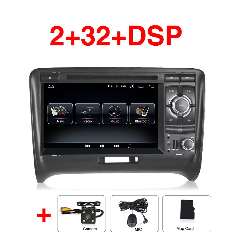 add camera 2Din Android9 DSP RDS для Audi TT 2000-2012 Автомобильная Мультимедийная магнитола Поддержка wifi gps навигатор BT OBD2 DAB - Color: add camera